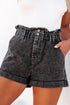 Vintage Washed Frilled High Waist Denim Shorts